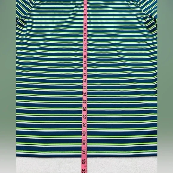 G/Fore Men’s XL Blue Green Stripe Tech Golf Prep Performance Jersey Polo Shirt - Picture 8 of 11